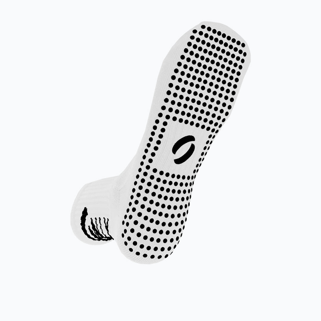 Grip Socks in white underneath sock view